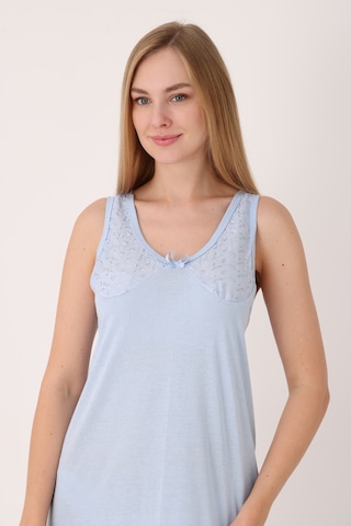 Yasar Underwear Kadın Uzun,kolsuz %100 Pamuk Elbise İçliği Kombinezon Mavi Mavi