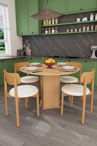 Modern Dolaplı 4 Kişilik Mutfak Yemek Masası Ve Sandalye %100 Mdf Mutfak Yemek Odası Masası Takımı Ymt04 Karına
