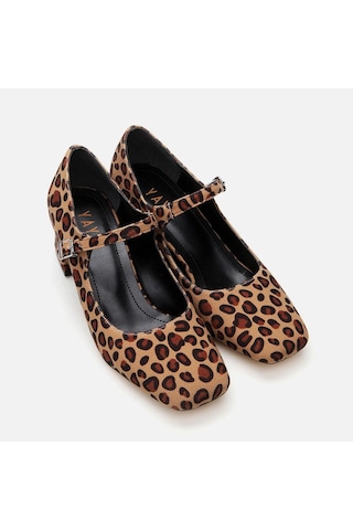 Yaya By Hotiç Yaya Mary Jane Leopar Desenli Kadın Kalın Topuklu Ayakkabı Leopar