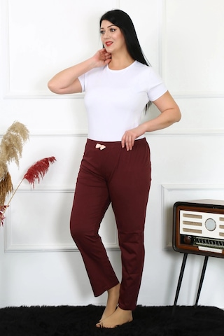 Mtm My The Mall Kadın Pamuklu Büyük Beden Alt Pijama Bordo