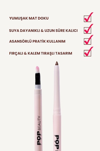 Pop Beauty Waterproof Suya Dayanıklı Asansörlü  Dudak Kalemi Mode