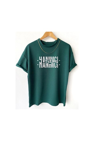Hırsch Erkek Yeşil Oversize Hanımcı Baskılı T-shirt Yeşil
