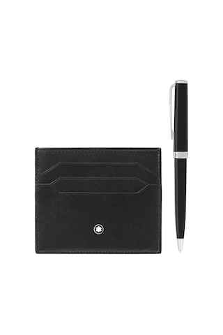 Montblanc Meisterstück Pıx Tükenmez Kalem Ve Deri 6 Bölmeli Kartl Siyah