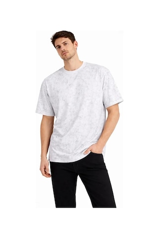 Veraura Lifestyle Erkek Asit Yıkama Bisiklet Yaka Kısa Kollu Oversize T-shirt Tişört - Beyaz