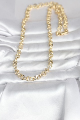 Cm 14k Gold Renk Kalın Halka Zincirli 60 Cm Kadın Kolye - Lisinya altın