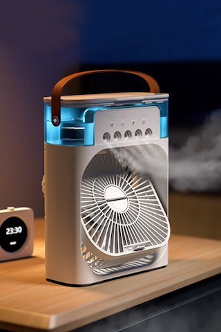 10w Buzlu Vantilatör 600ml Su Buharlı Soğutucu Fan Rgb Işıklı 3 Kademe Hız