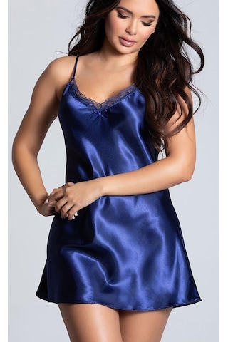 Merry See Kısa Saten Gecelik Lacivert