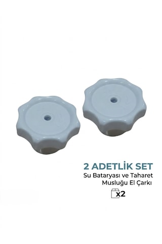 Taharet Musluğu Volanı Beyaz Düğme Başlığı 2 Adet Salmastrasız