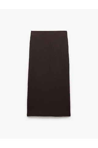 Koton Yüksek Bel Slim Fit Midi Kalem Etek Kahverengi 5sal70021ık Kahve
