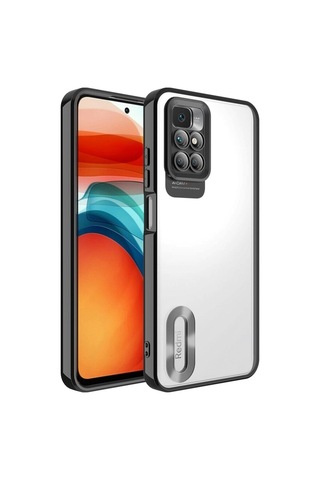 Xiaomi Redmi 10 Kılıf Kamera Korumalı Logo Gösteren Zore Omega Kapak Siyah