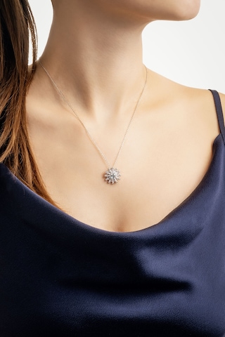 Işıltı Güneşi 18 Ayar Beyaz Altın Kaplama 45 Cm Gümüş Kolye Beyaz