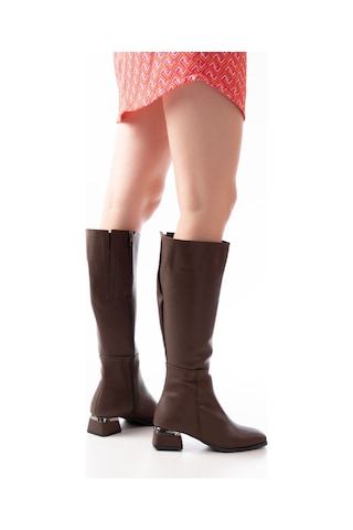 Rm-505 Kahverengi Topuklu Fermuarlı Günlük Kadın Çizme Resimdeki Renk