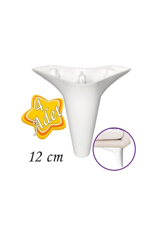 4 Adet Zelve 12 Cm Beyaz Lüx Mobilya Kanepe Sehpa Ünite Koltuk Ayağı Baza Ayak