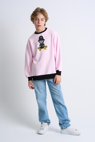 Alexandergardi Alexandergardı Baskılı Bisiklet Yaka Çocuk Sweatshirt Pembe