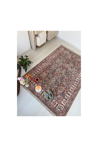 Alize Vintage Otantik Desen Salon Halısı Saçaklı Dekoratif Bej Halı Bej