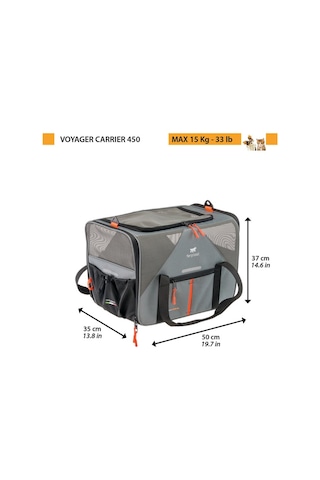 Ferplast Voyager 350 Kedi Köpek Kumaş Taşıma Çantası Gri 45x30x33 Cm