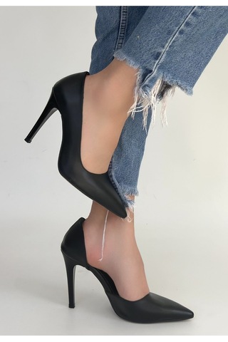 Dmr Elegance Pley Siyah Cilt Stiletto Ayakkabı Renkli