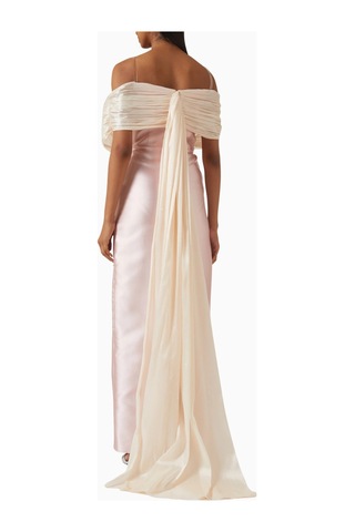 Ac By Aanchal Chanda Crystal - Embellished Off - Shoulder Dekolteli Uzun Kadın Elbise Pembe