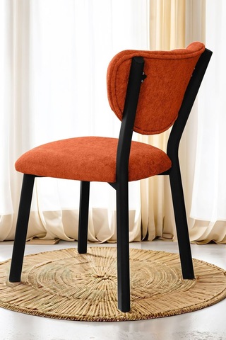 Nemeron Mutfak Masa Sandalyesi Kafe Restoran Yemek Odası Çizgili Yarmalı Sandalye Silinebilir Kiremit Kiremit