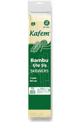 Kafem Bambu Çöp Şiş 40 CM 5 MM 25 Li x 50 Paket
