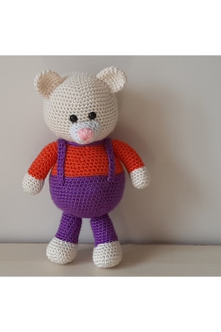 Amigurumi Örgü Oyuncak Renkli Ayı Mor