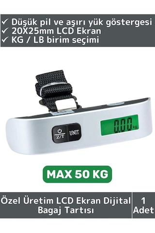 Premium Taşınabilir Seyahat Bavul Ağırlık Tartı Dijital Lcd Ekran Kompakt Bagaj Tartısı Max 50 Kg Çok Renkli