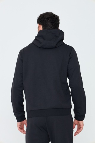White Stone Siyah Kapüşonlu Fermuarlı Erkek Sweatshirt