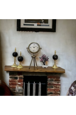 Eskitme Metal Ofis Salon Otel Ayaklı Masa Saati 45 Cm M28