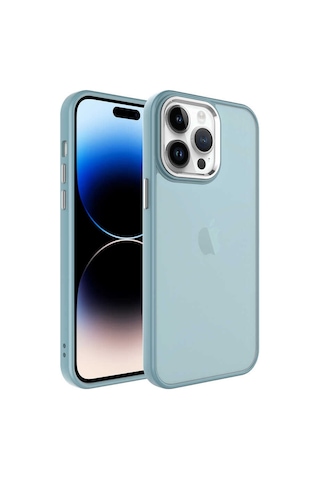 Apple Uyumlu iPhone 14 Pro Max Uyumlu Buzlu Sert Pc Zore May Kapak-mavi -