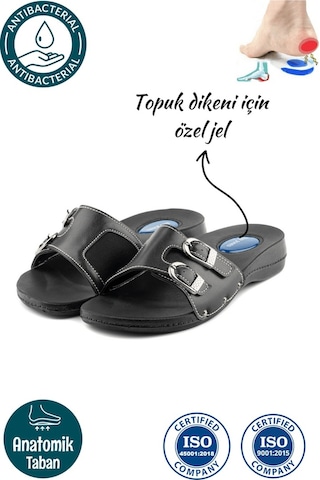 Royjones Anatomik Ortopedik Topuk Dikeni Tavsiyeli Jel Taban Günlük Kadın Terlik 1002 Siyah