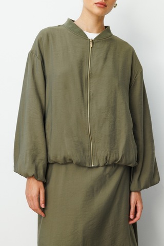 Mizalle Modal Karışımlı Haki Oversize Bomber Ceket Haki