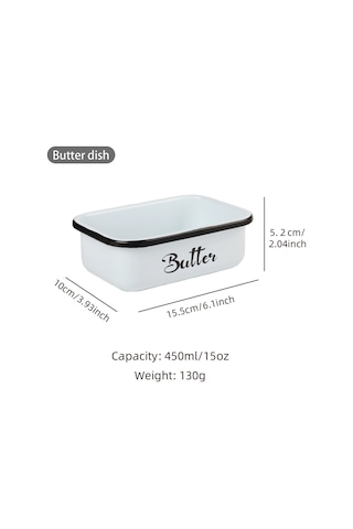 Aubyhe Güneşlenmiş Demir Ve Bambü Kapaklı Tereyağı Kutusu, Tereyağı Saklama, Taze Tutma, Kolay Yayılabilir, İki Stil Tereyağı Bıçağı İçeren Set Beyaz