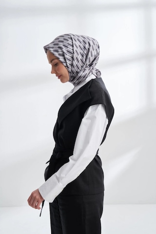 Armanda Lıne Desen Twıll İpek Eşarp -4304 - 90 X 90 / Gri - 77 Gri - 77