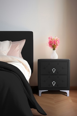 Ruby 2 Çekmeceli Komodin-silver Model Kapitoneli Yatak Odası Iki Çekmeceli Komodin&şifonyer Modeli Antrasit