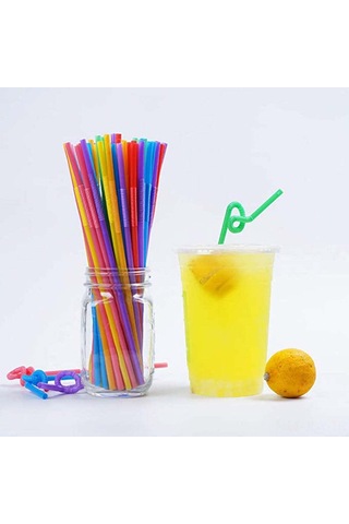 Youmex Esnek Renkli Tek Kullandım At Plastic Pipetler - 100 Adet - Parti Ve Festivaller İçin - Uygun Açı Ayarlamalı - Temiz Taşım İndirimi Diğer