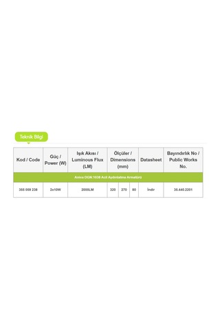 Doğanled Aniva 1038 Acil Aydınlatma Armatürü 2x10 Watt Beyaz Işık Gri - Gümüş