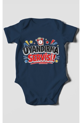 Morivokids Uyandırma Servisi Kısa Kollu Bebek Body %100 Pamuk Lacivert