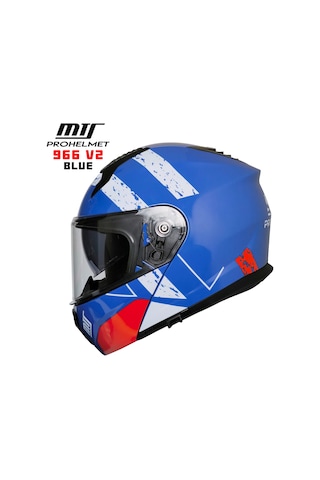 Mts M-966 Çene Açılır Motosiklet Kaskı Beyaz - Kırmızı - Mavi