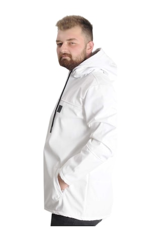 Mode Xl Büyük Beden Softshell Waterproff Kapüşonlu Mont 21235 Beyaz 001