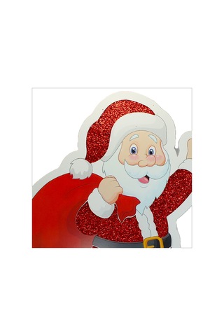 Noel Baba Baskılı Simli Strafor Süs - 35cm X 30cm