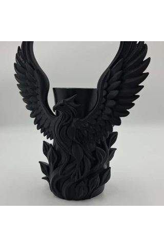 Anka Kuşu 3d Beyaz Vazo Siyah