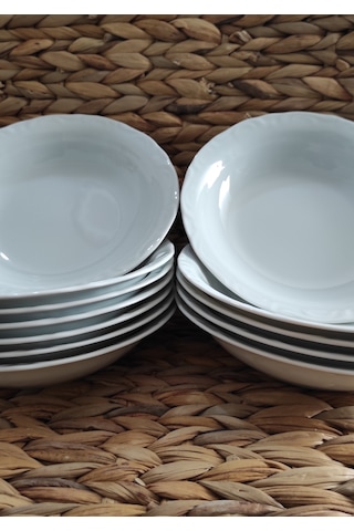 Porland Porselen Anadolu Beyazı 19 Cm Büyük 12 Adet Çukur Tabak