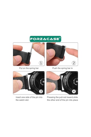Forzacase Huawei Watch Gt4 46mm İçin Metal Mıknatıslı Kordon Kayış + Ekran Koruma Filmi - Fc096 Pembe