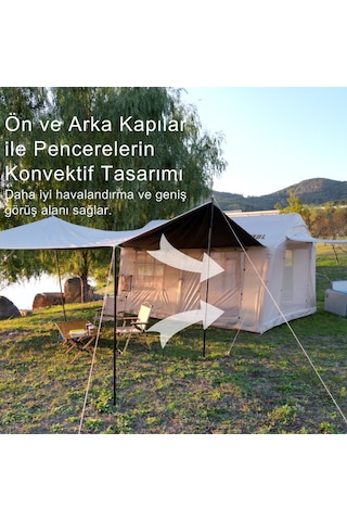 12 Kişilik 12M2 +16.3M2 Tenteli, Çift Odalı  Su,Kar Geçirmez 4 Mevsim Şişme Çadır 400*300*235cm
