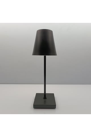 Konik Şapka Metal Şarjlı Masa Lambası Siyah