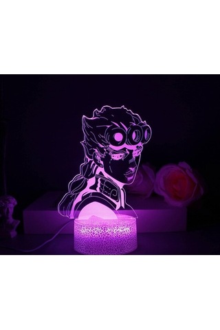 Szypzstore Jojo Tuhaf Macera Anime Figürü Hayranları Için 3d Gece Lambası-optik Illüzyon Işıkları Uzaktan Kumanda İle 16 Renk Değişimi Çocuklar Için Led Lamba Noel Oyuncak Hediyesi 2x2k0f Siyah