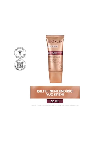 Bioxcin Gold On Skin Işıltılı Nemlendirici Yüz Kremi Hyalüronik Asitli, Pantenollü, Çiçek Yağları İle Zenginleştirilmiş, Tüm Cilt Tipleri İçin, 50 Ml