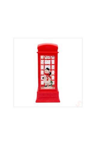 Uçuşan Simli,12,5 X 5cm Led Işıklı Telefon Kulübesi Küre-kardan Adam