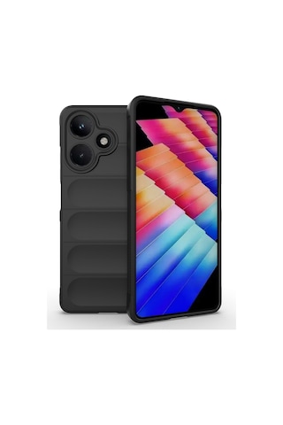 İnfinix Hot 30 Kılıf Esnek Tpu Oyuklu Arka Yüzey Tasarımlı Zore Etnik Silikon Kapak Siyah