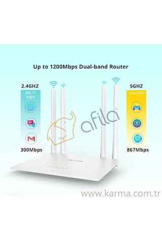 Lb-link 1200 Mbps 2.4g + 5g Çift Bantlı 4 Portlu Wireless Router Bl-w1210m
